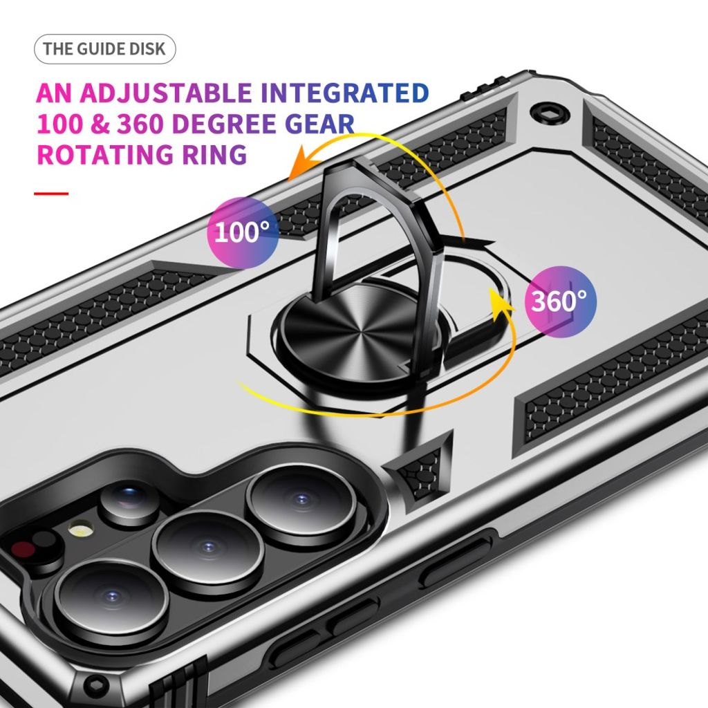 Samsung Galaxy S26 Ultra Kuori PC + TPU Jalustalla – Hopea