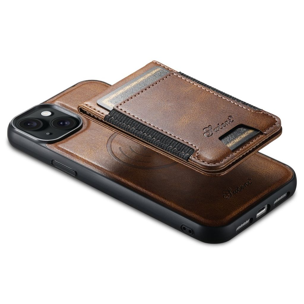 SUTENI iPhone 13 Lompakkokuori MagSafe, Kortin Haltija, Jalusta - Ruskea