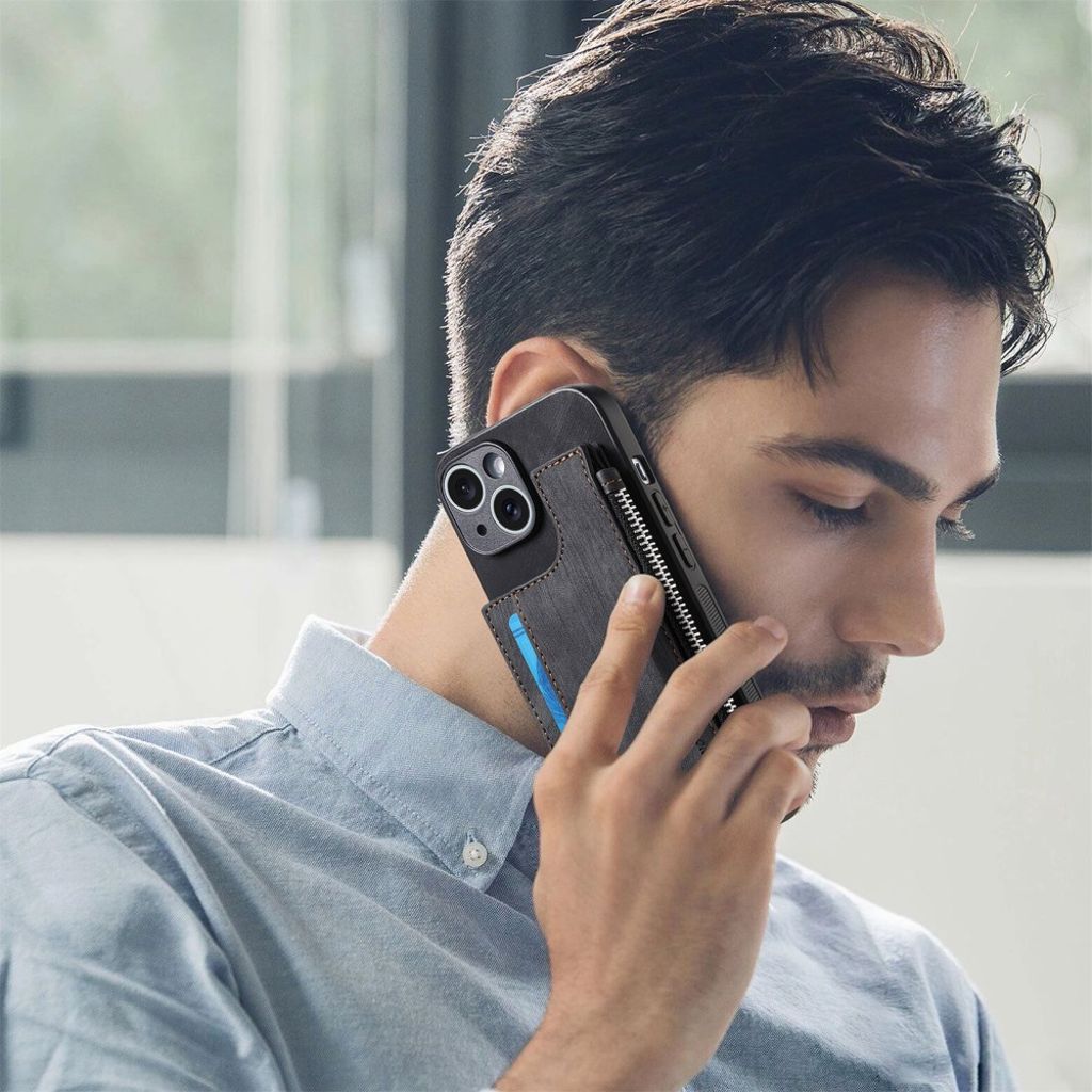 iPhone 14 Kuori Kortinpidike/Jalusta - Musta