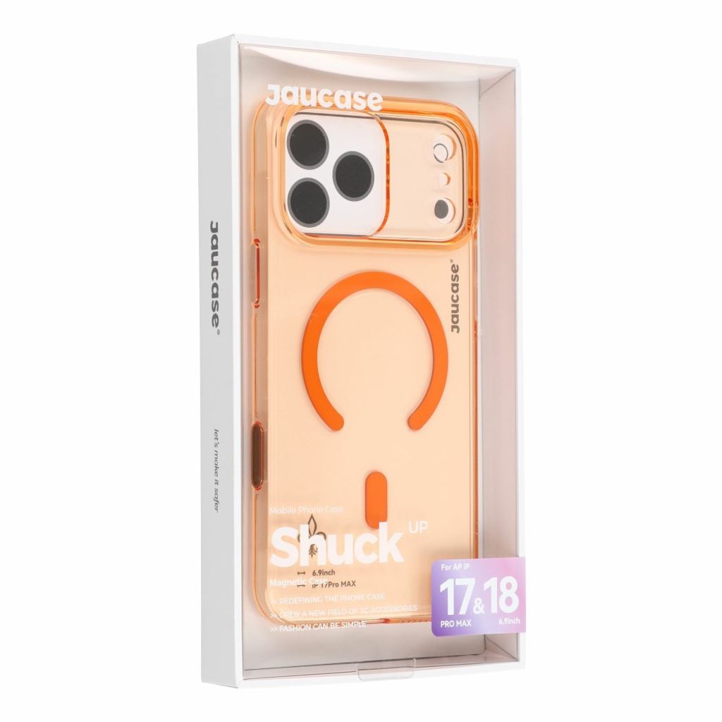 JAUCASE iPhone 18 Pro Max/17 Pro Max MagSafe Kuori - Läpinäkyvä/oranssi
