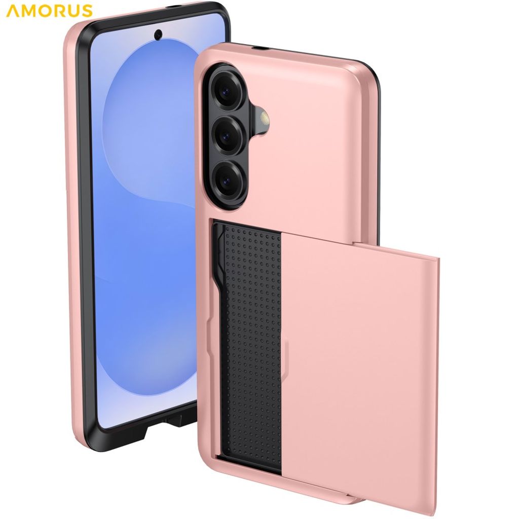 AMORUS Samsung Galaxy S26/S26 Pro Plånboksskal korthållare – Svart