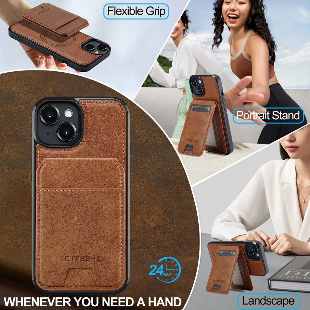 LC.IMEEKE iPhone 15 Plus Kuori MagSafe - Ruskea