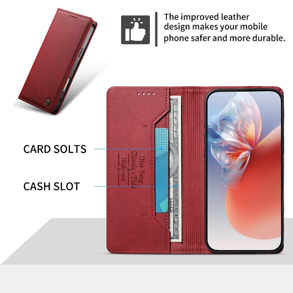 DIETFENG Google Pixel 11 Pro XL Plånboksfodral med RFID-blockering - Röd