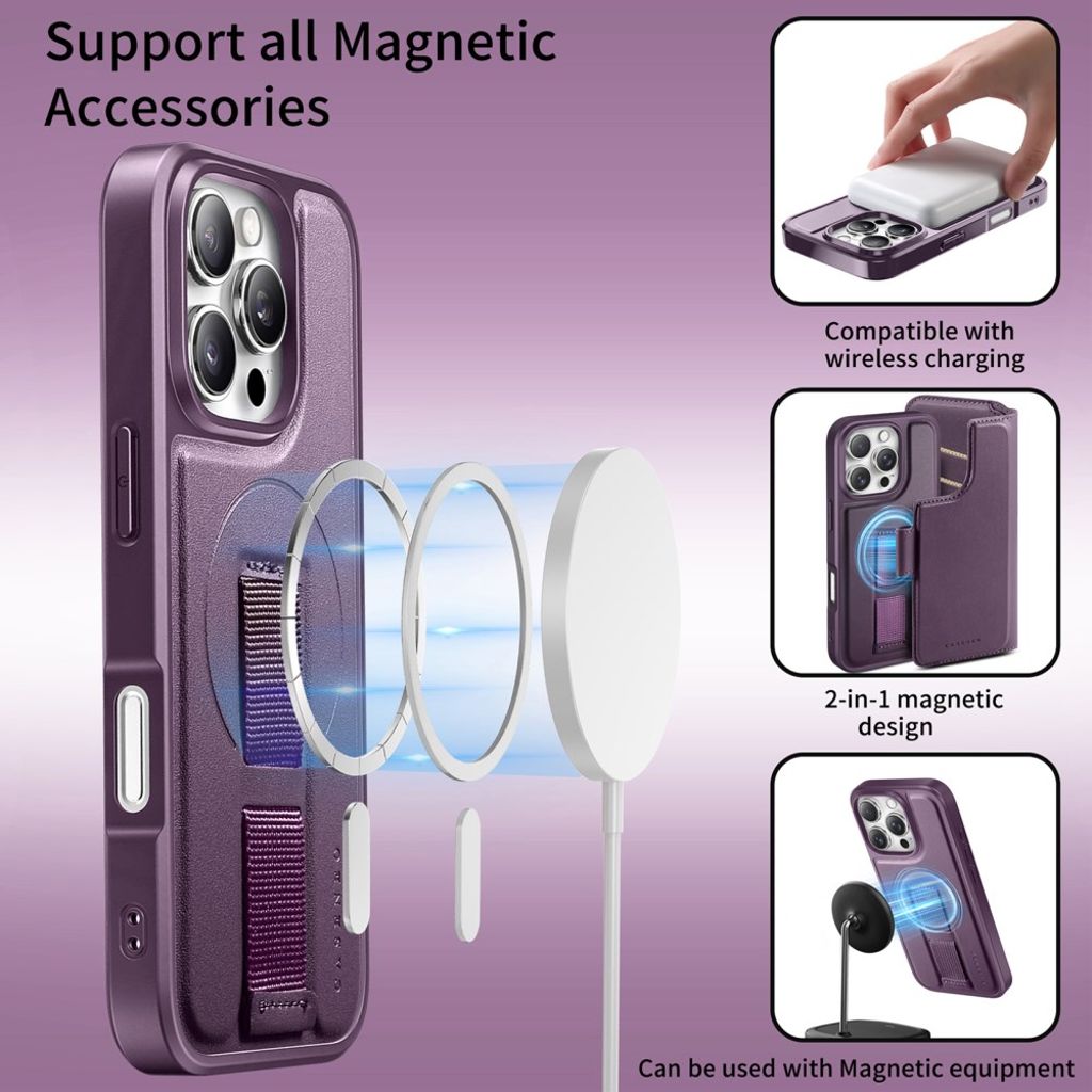 CASENEO iPhone 16 Pro Max Plånboksfodral MagSafe RFID-funktion – Lila