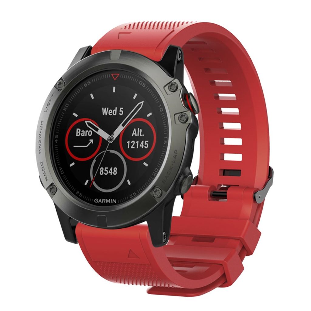 Garmin Fenix 5X/5X Plus/3/3 HR Urrem med Sort Spænde - Rød