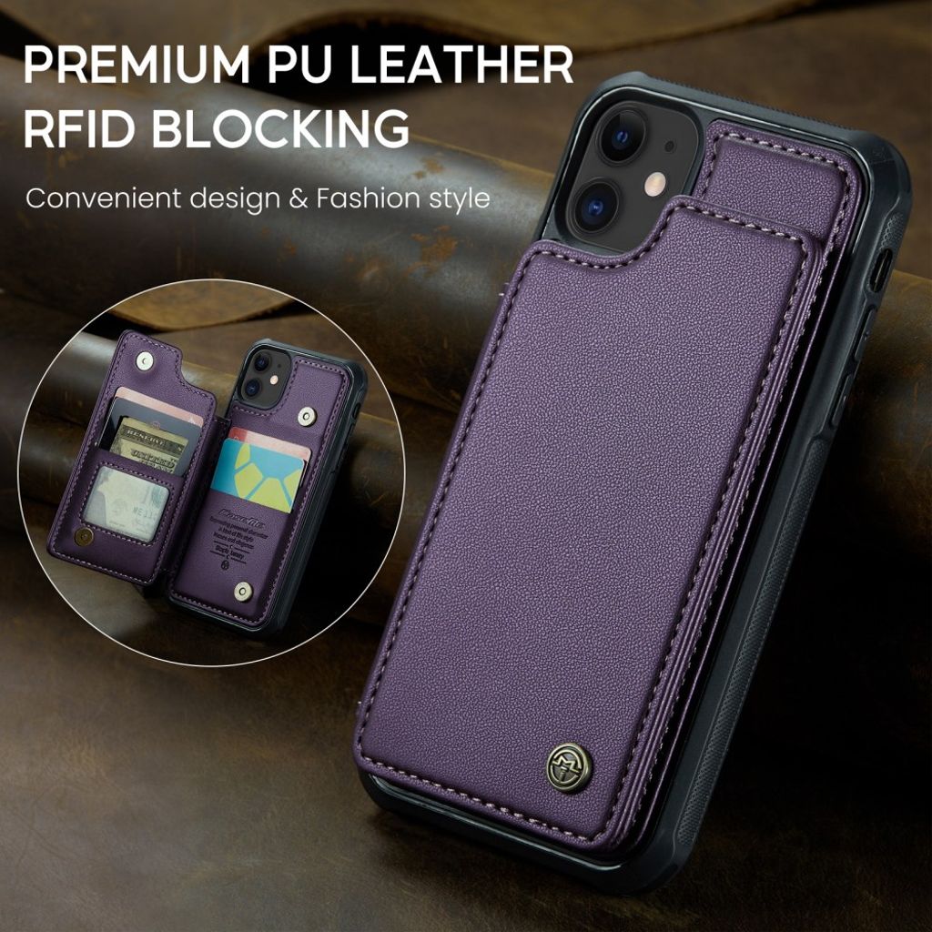 CASEME iPhone 11 Skal med 5 Kortfack - Lila