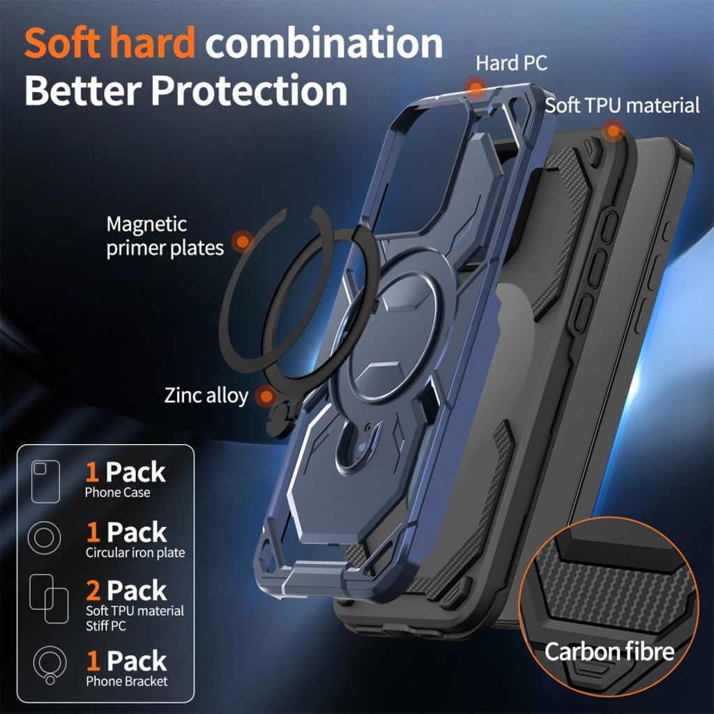 iPhone 13 Pro Max Magneettinen Kuori Ring Kickstand – Sininen