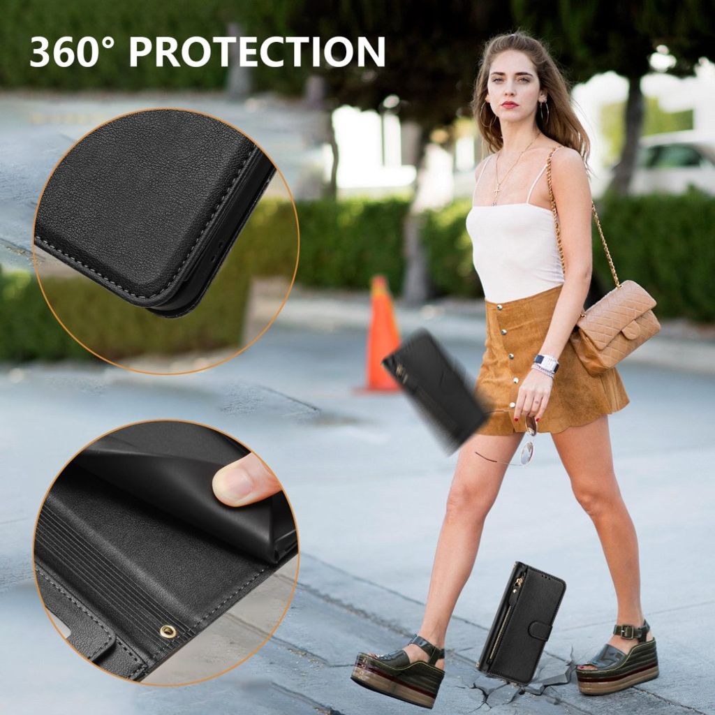 Xiaomi 17T Pro Lompakkokotelo vetoketjulla - Musta