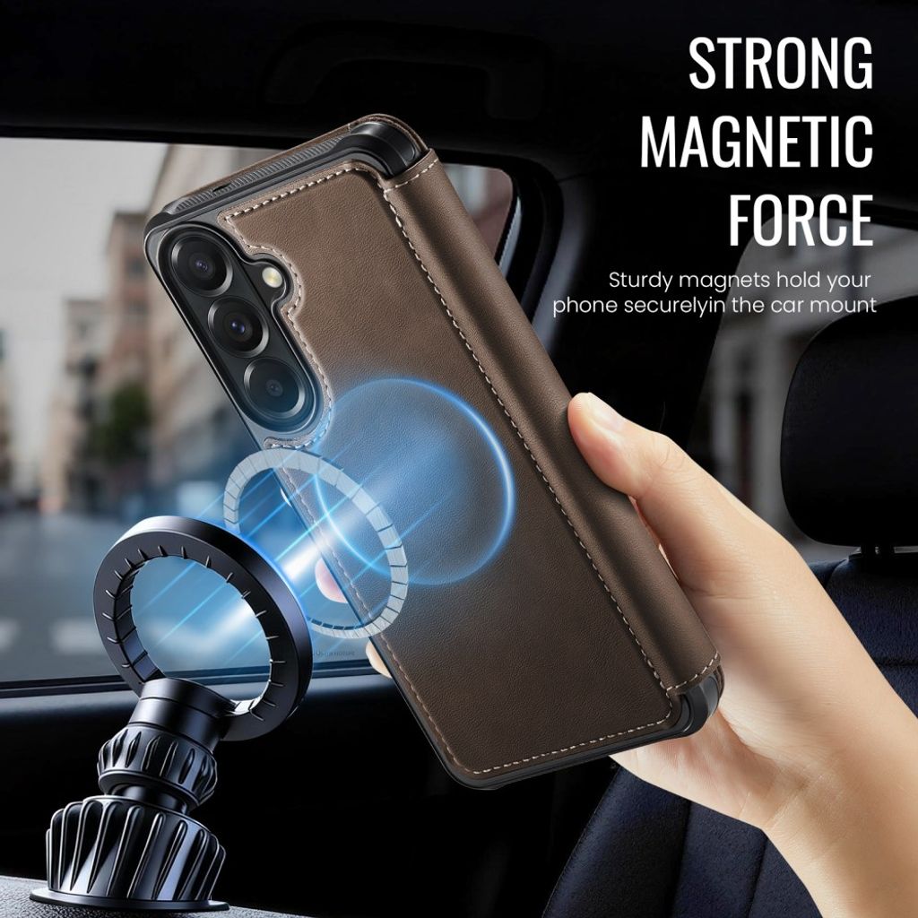 CASEME 053 Samsung Galaxy A17/A16/A26 Lompakkokotelo MagSafe RFID-estävä - Ruskea