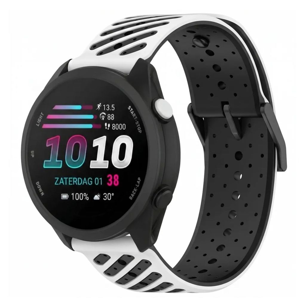 Garmin Forerunner 70/170/170 Music Silikone Urrem - Hvid/Sort