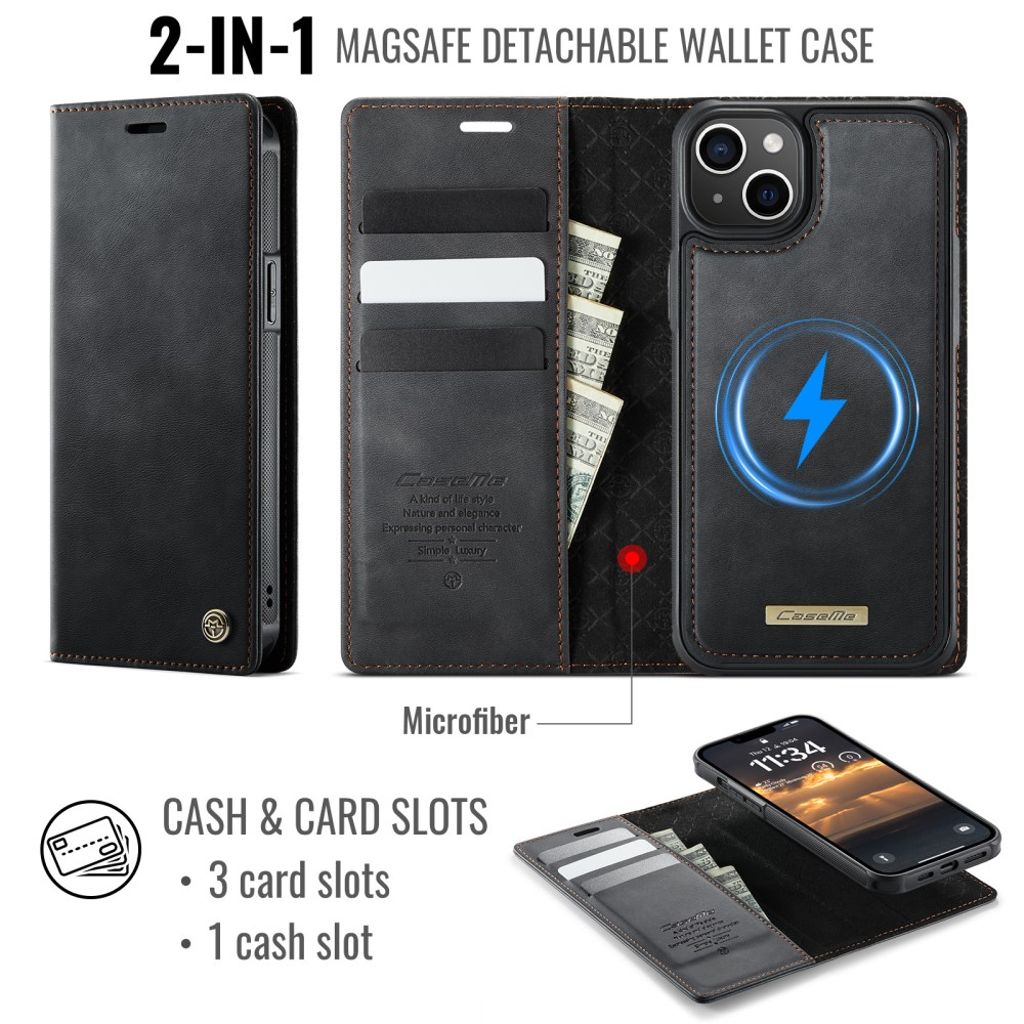 CASEME iPhone 13 Wallet Cover MagSafe/RFID Blocking - Black