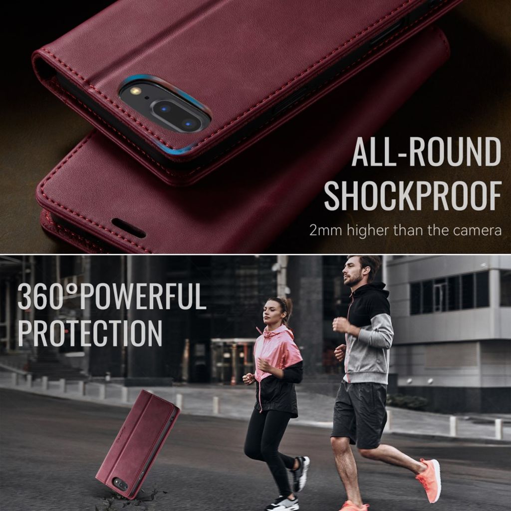 CASEME iPhone 6 Plus / 7 Plus / 8 Plus Kotelo Jalusta - Punainen