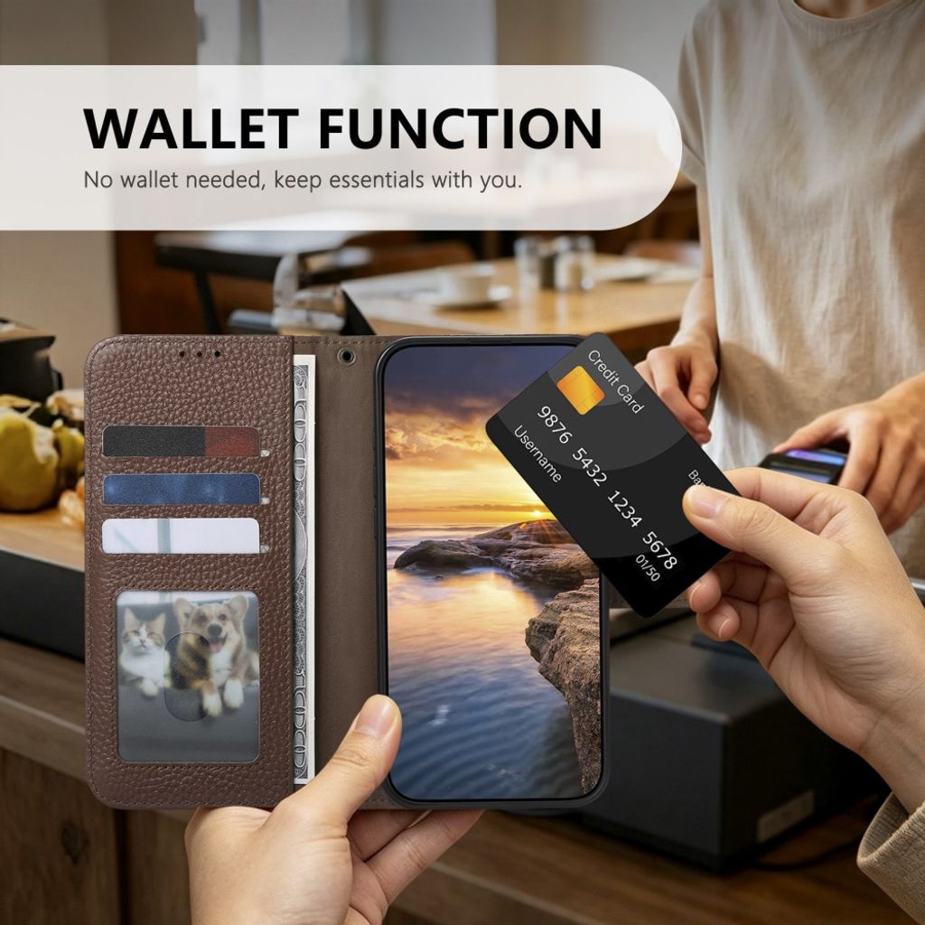 Xiaomi 17T Lompakkokotelo RFID esto - Tummanruskea
