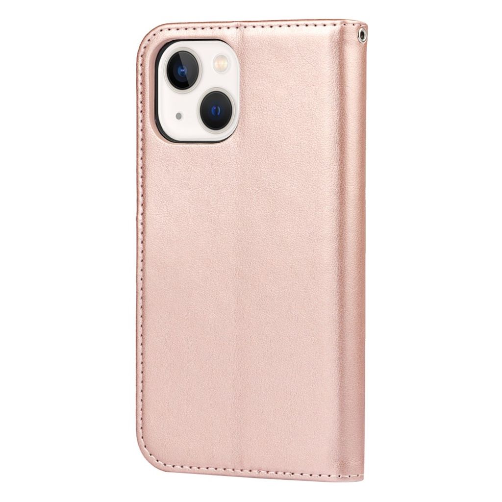 iPhone 14 Plus Lommeboketui PU-lær Stativ - Rose gull