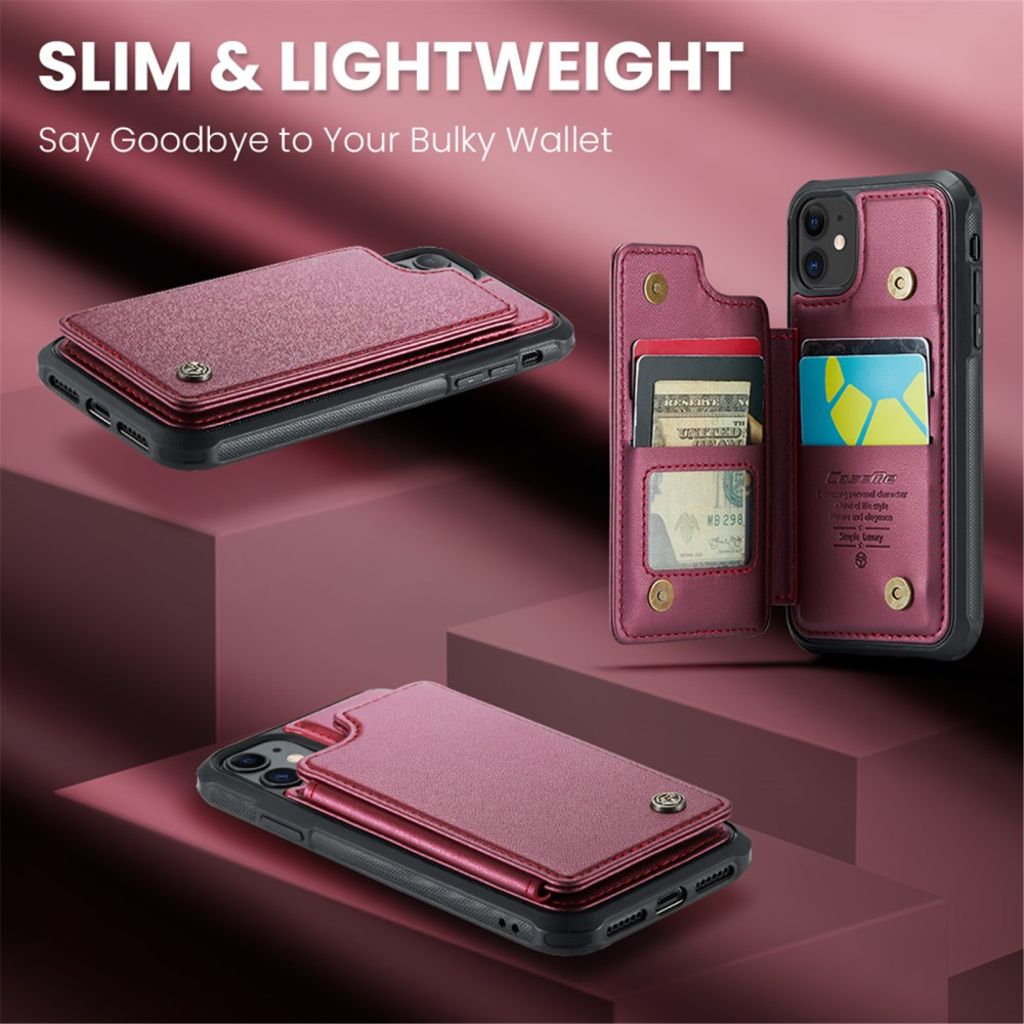 CASEME iPhone 11 Kuori 5 Korttipaikka - Punainen
