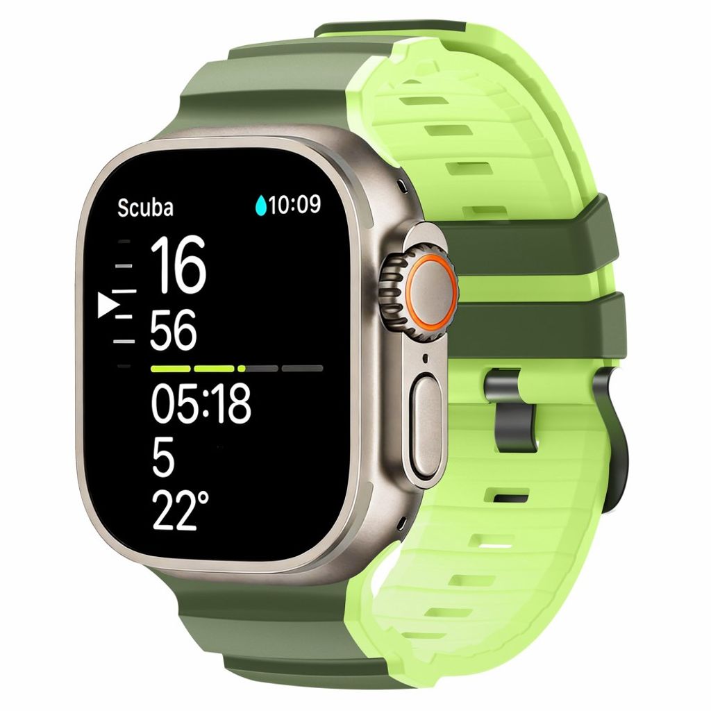 Apple Watch 49/46/44/42mm Tvåfärgat Klockarmband Silikon - Grön