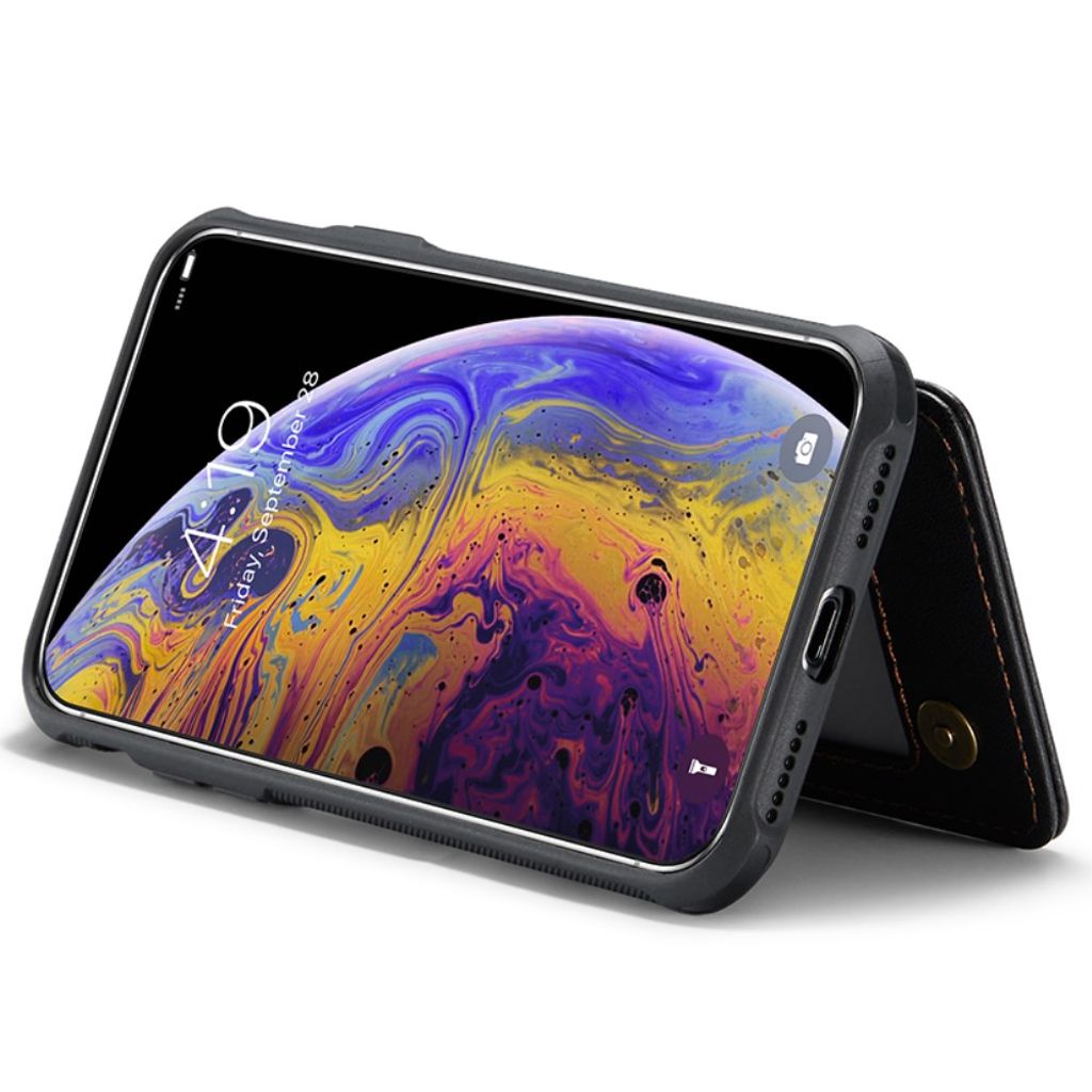 CASEME iPhone XS Max Pungcover RFID-blokerende Kortholder – Sort