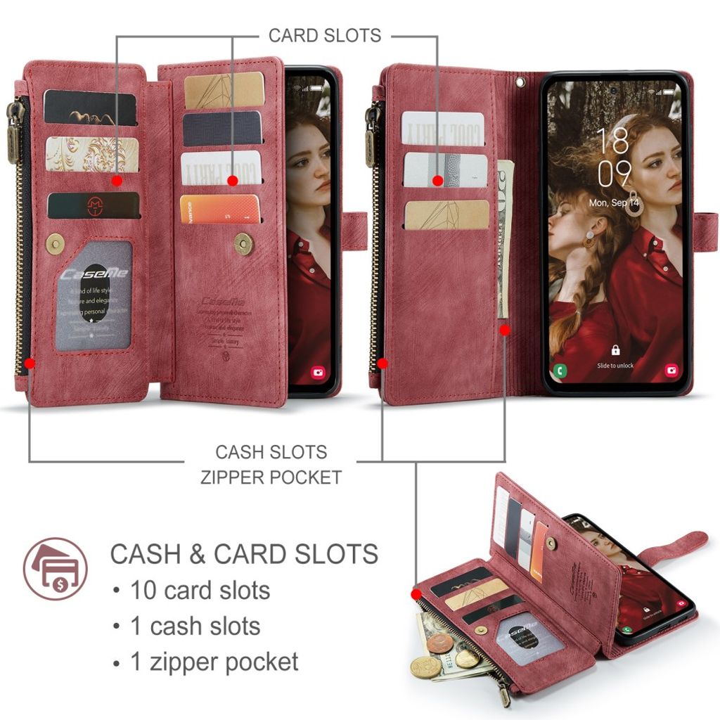 CASEME Samsung Galaxy S25 FE Fodral med Stativ - Röd