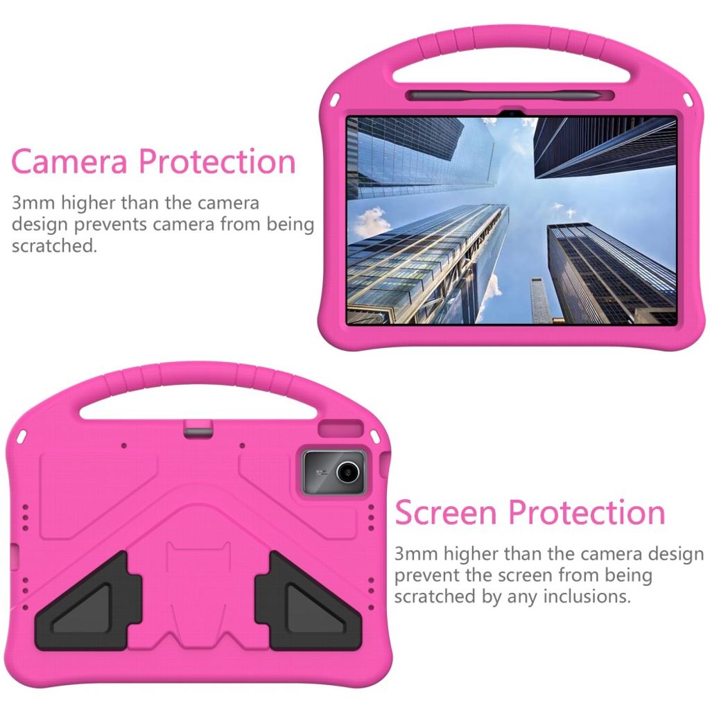 Lenovo Idea Tab Plus Deksel med Stativ og Håndtak - Rosa