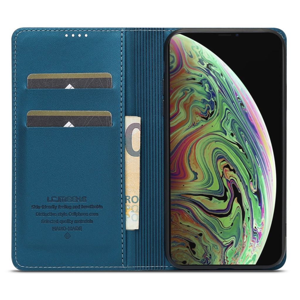 LC.IMEEKE iPhone XS Max Pungetui med Kortholder og Stativ – Blå