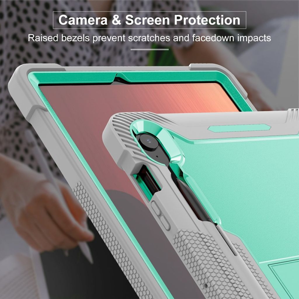 Samsung Galaxy Tab S10 FE Plus Case with Stand - Green  /  Grey