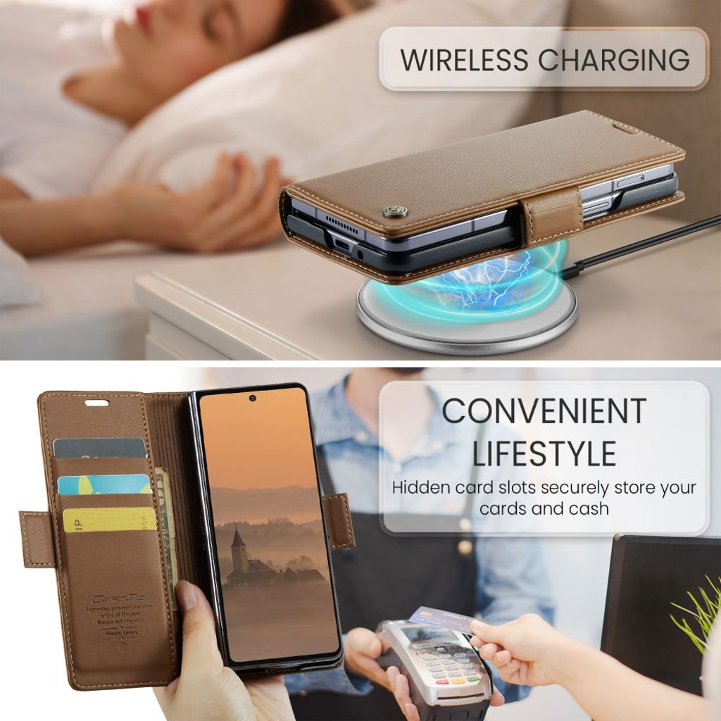 CASEME Samsung Galaxy Z Fold7 5G Fodral med RFID-blockering - Brun