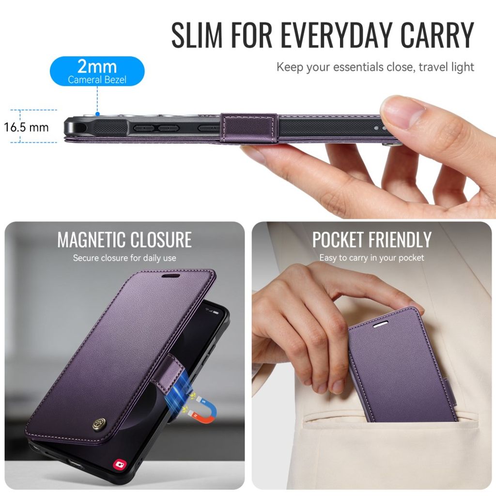 CASEME 053  Samsung Galaxy S24 Ultra  Flip Cover MagSafe RFID-blokerende - Lilla