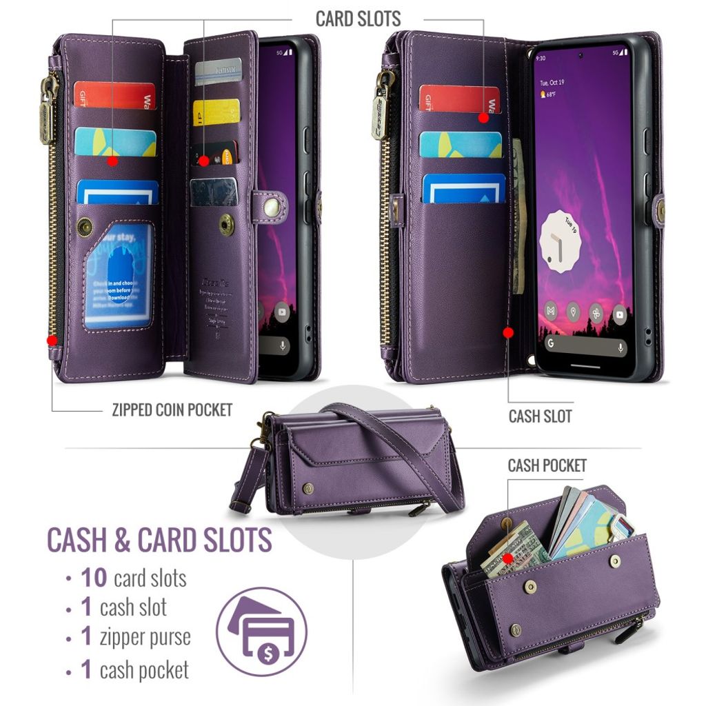 CASEME Google Pixel 10 Pro XL Fodral med 10 Kortfack - Lila