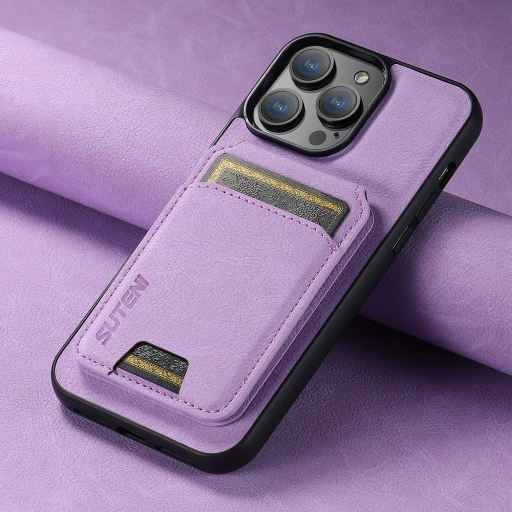 SUTENI iPhone 15 Pro Lompakkokuori MagSafe korttipaikka – Violetti