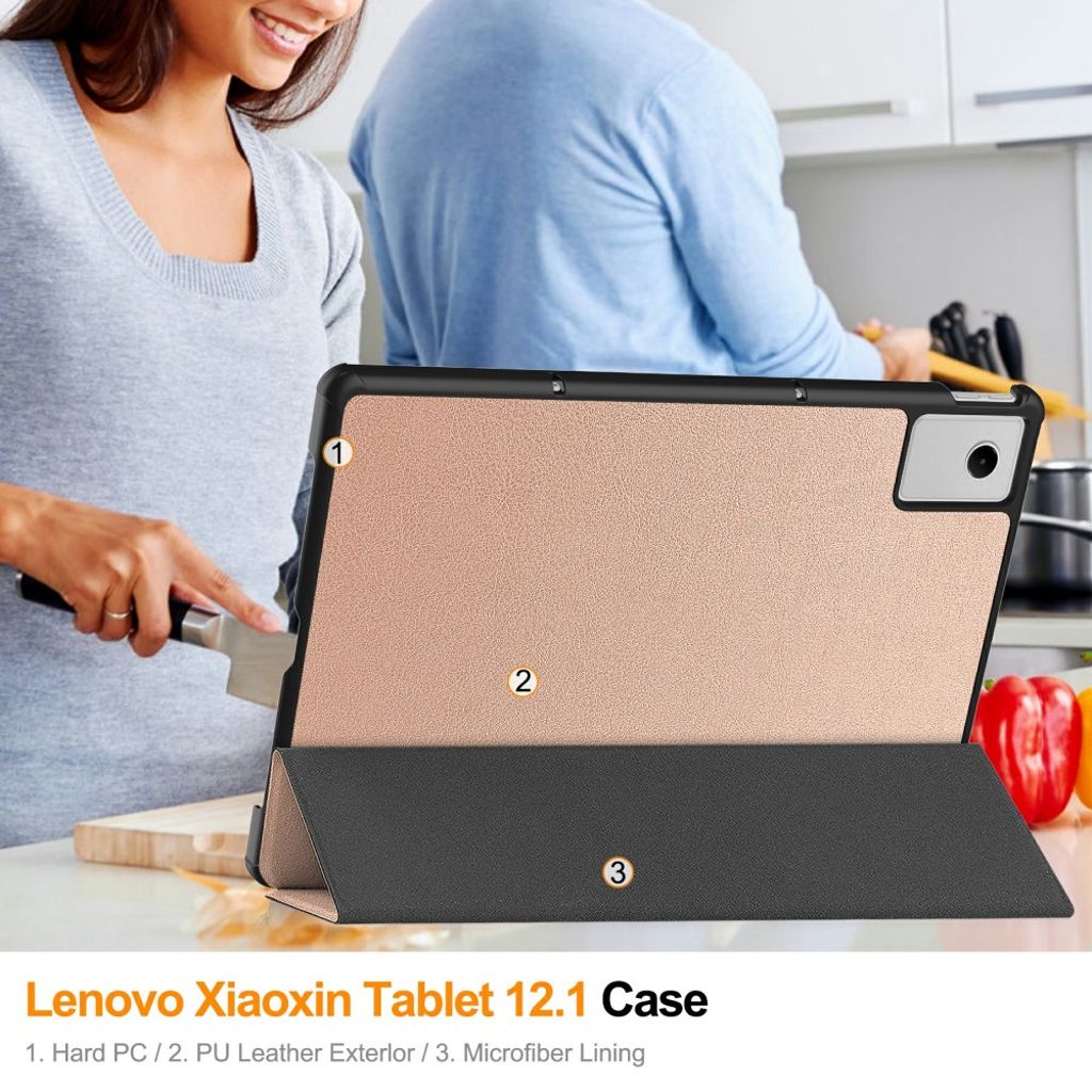 Lenovo Idea Tab Plus Etui med Tri-Fold støtte - Rose gull