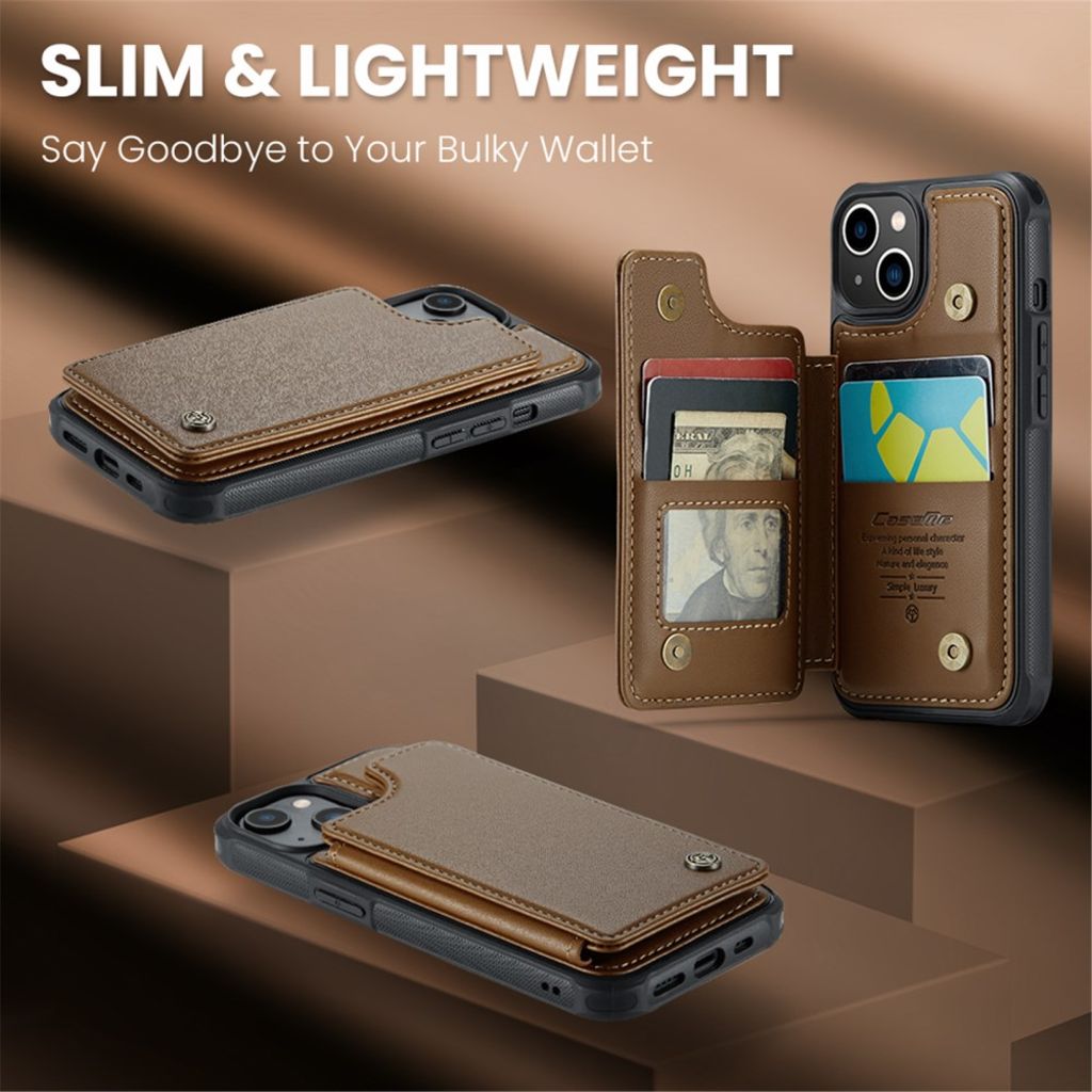 iPhone 13 CASEME C22 Lompakkokuori RFID-estävä - Ruskea