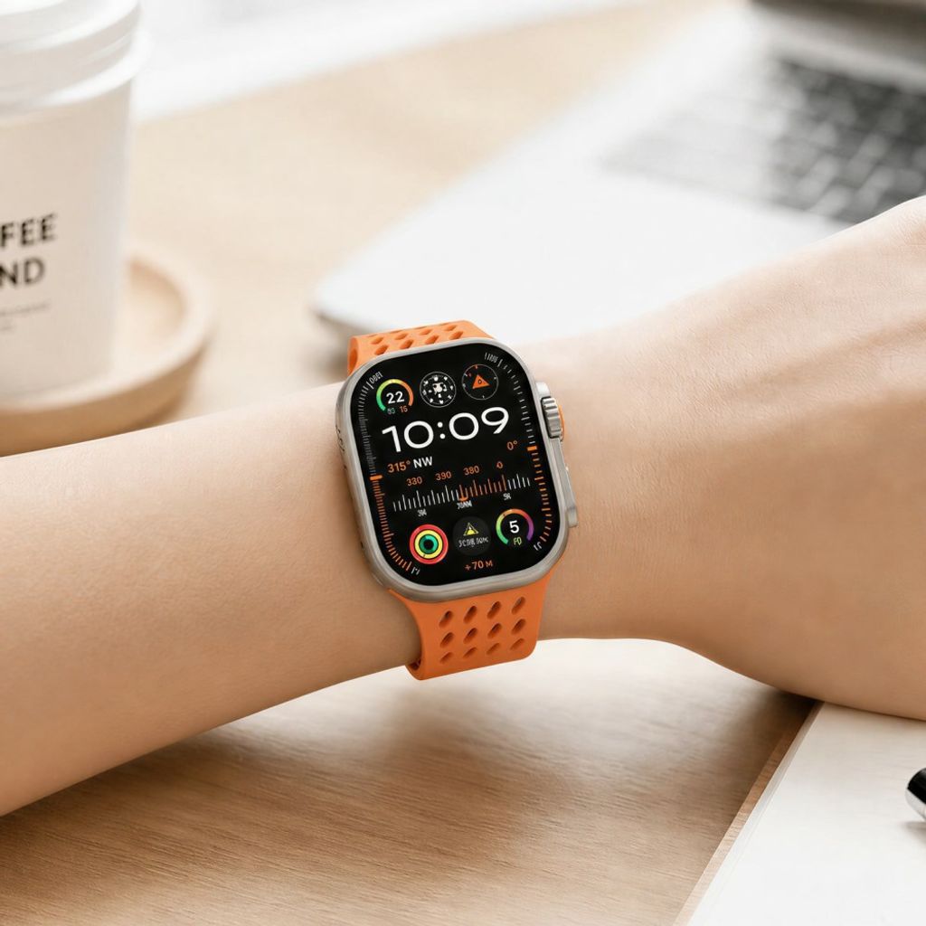 Apple Watch 42 / 41/ 40 / 38mm Klockarmband i Silikon - Grå/Orange