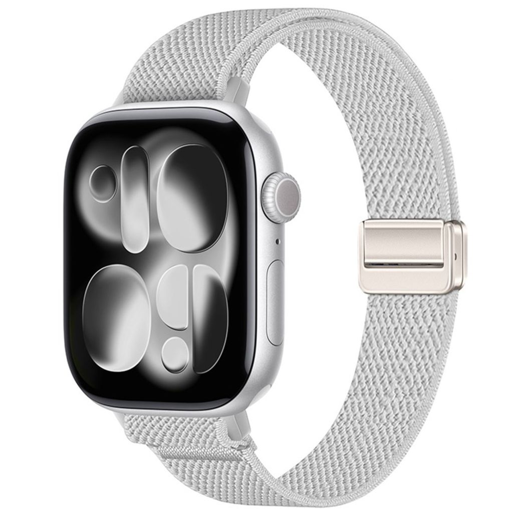 Apple Watch 49/46/44/42mm Smalt Klockarmband i Nylon - Ljusgrå