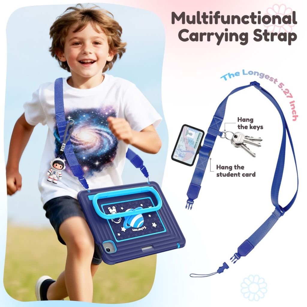 Lasten kuori jalustalla iPad Airille/Prolle 11" - sininen