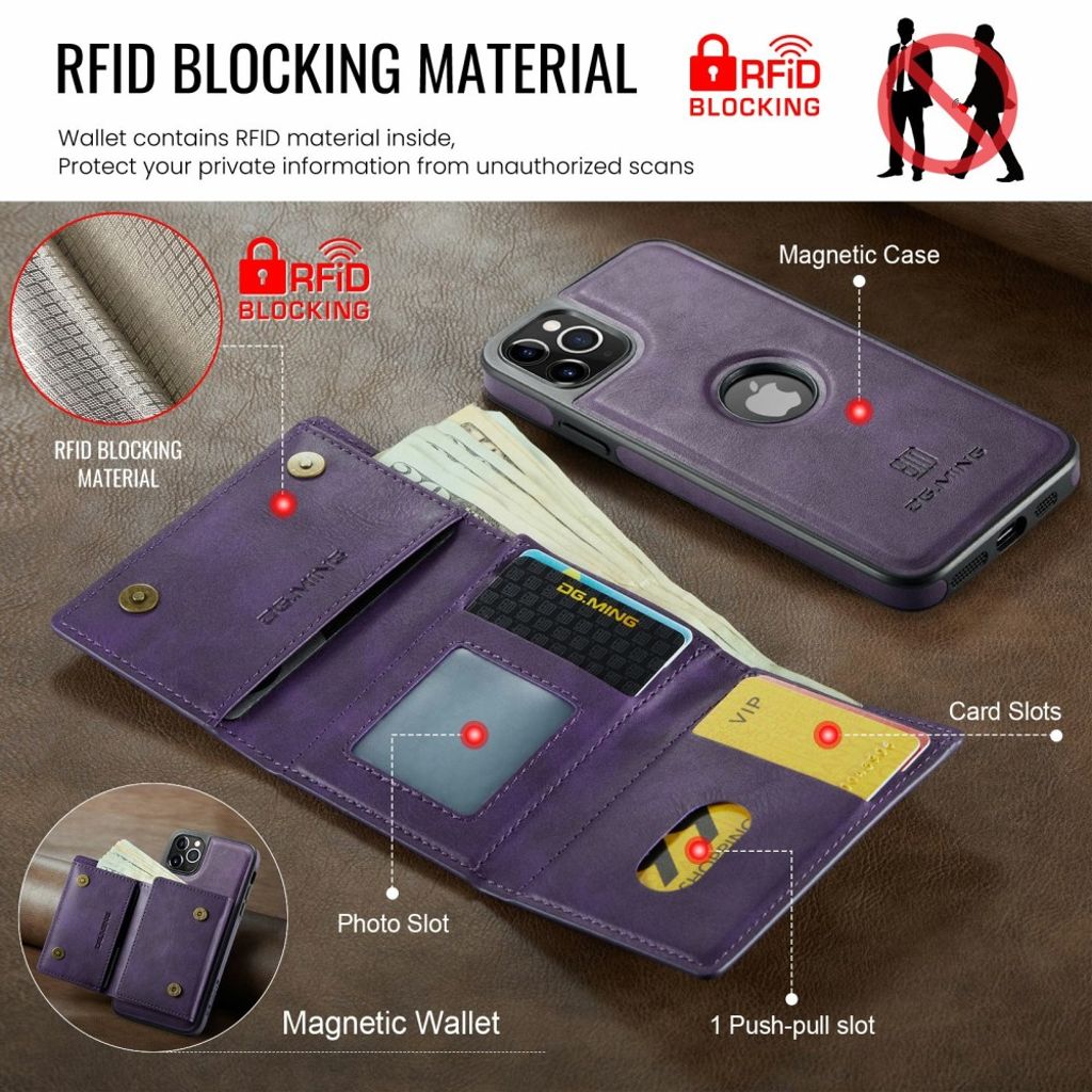 DG.MING iPhone 11 Pro Cover med Pung - Lilla