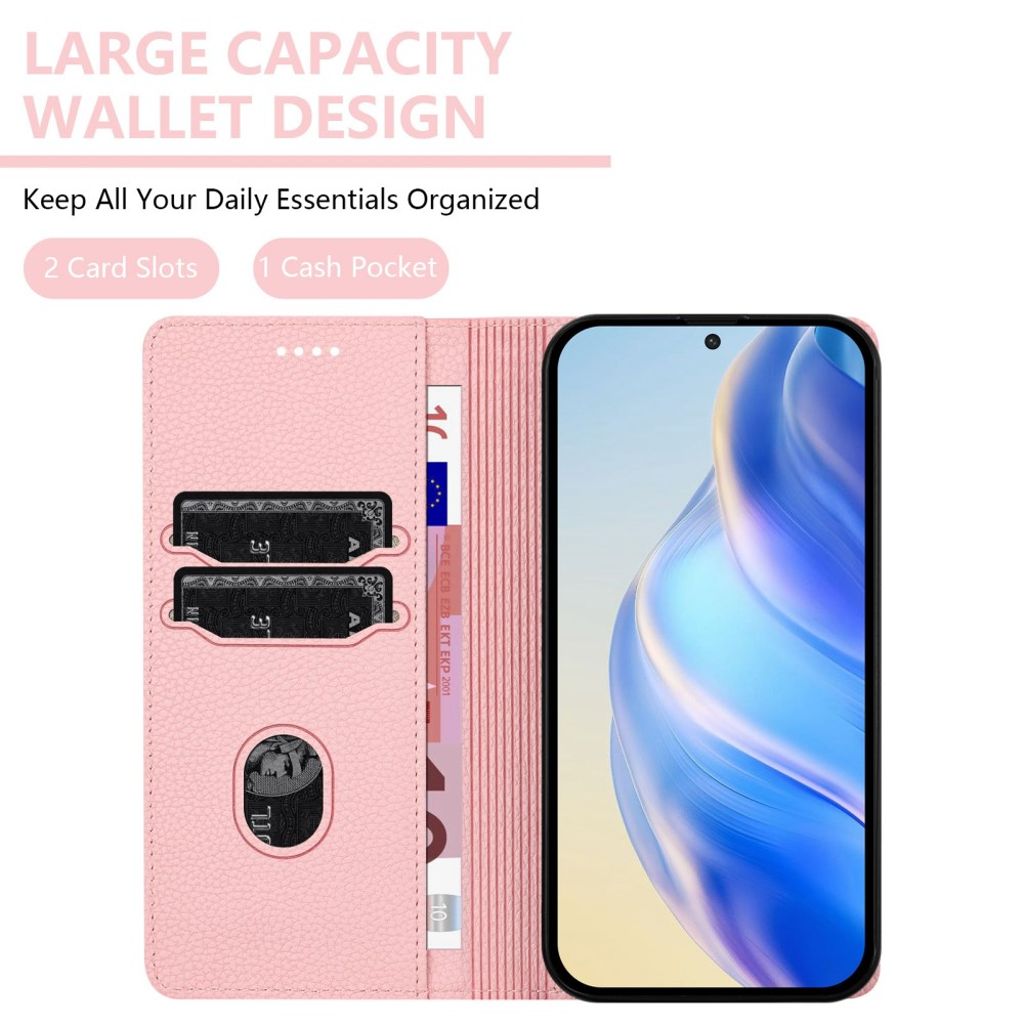 Nothing Phone (3) 5G Pungetui RFID-blokerende Litchi PU læder - Lyserød