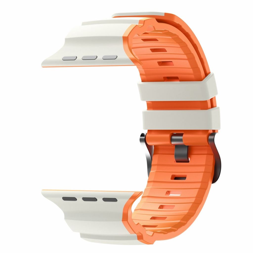 Apple Watch 49/46/44/42mm Tvåfärgat Klockarmband Silikon - Vit/Orange