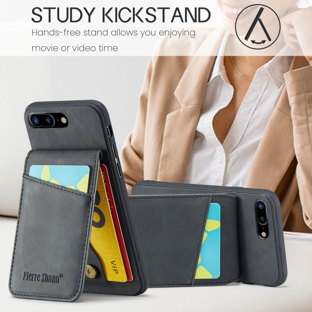 FIERRE SHANN iPhone 7 Plus / 8 Plus Cover med Kortplads - Sort