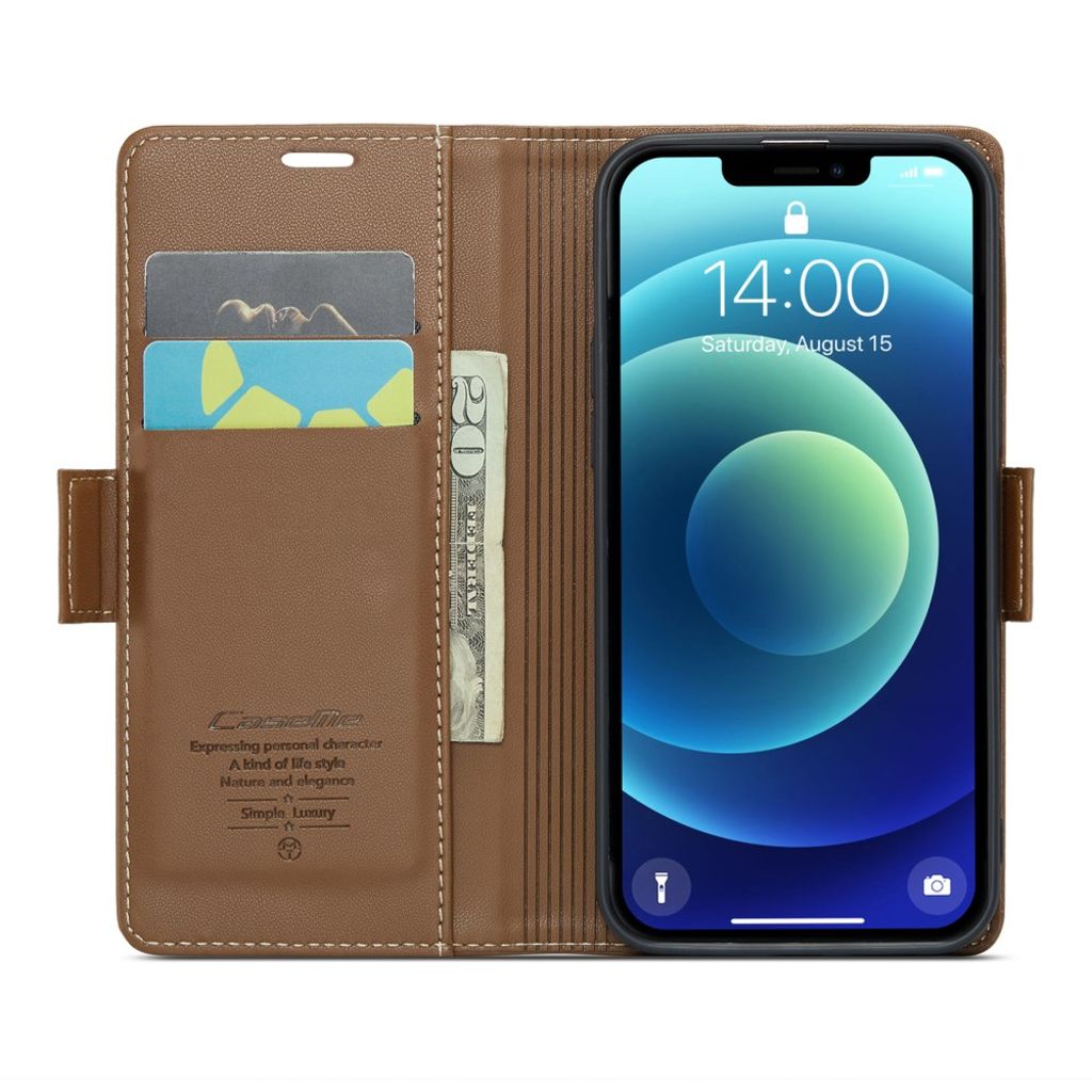 CASEME iPhone 12 Mini Wallet Cover with Stand - Brown