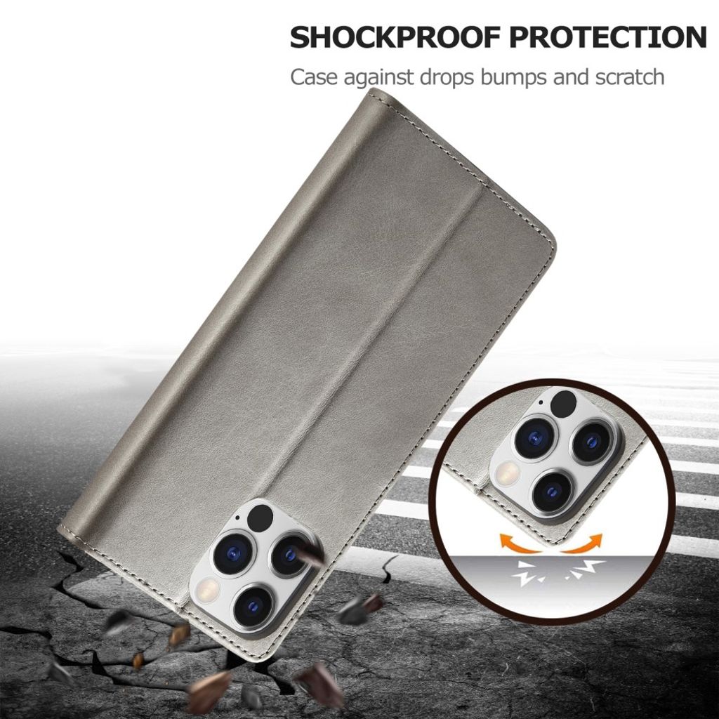 LC.IMEEKE iPhone 15 Pro Max Wallet Cover - Grey