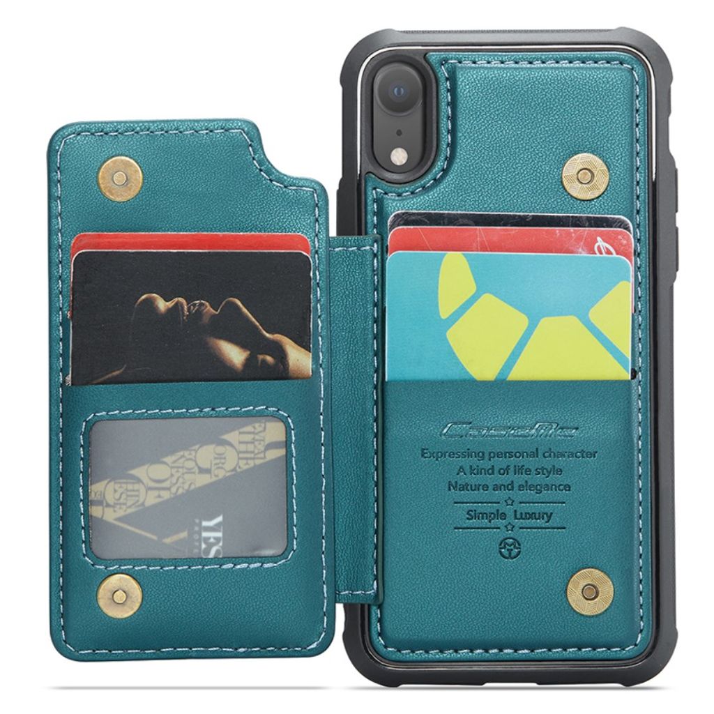 CASEME C22 Plånboksskal med RFID för iPhone XR – Grön
