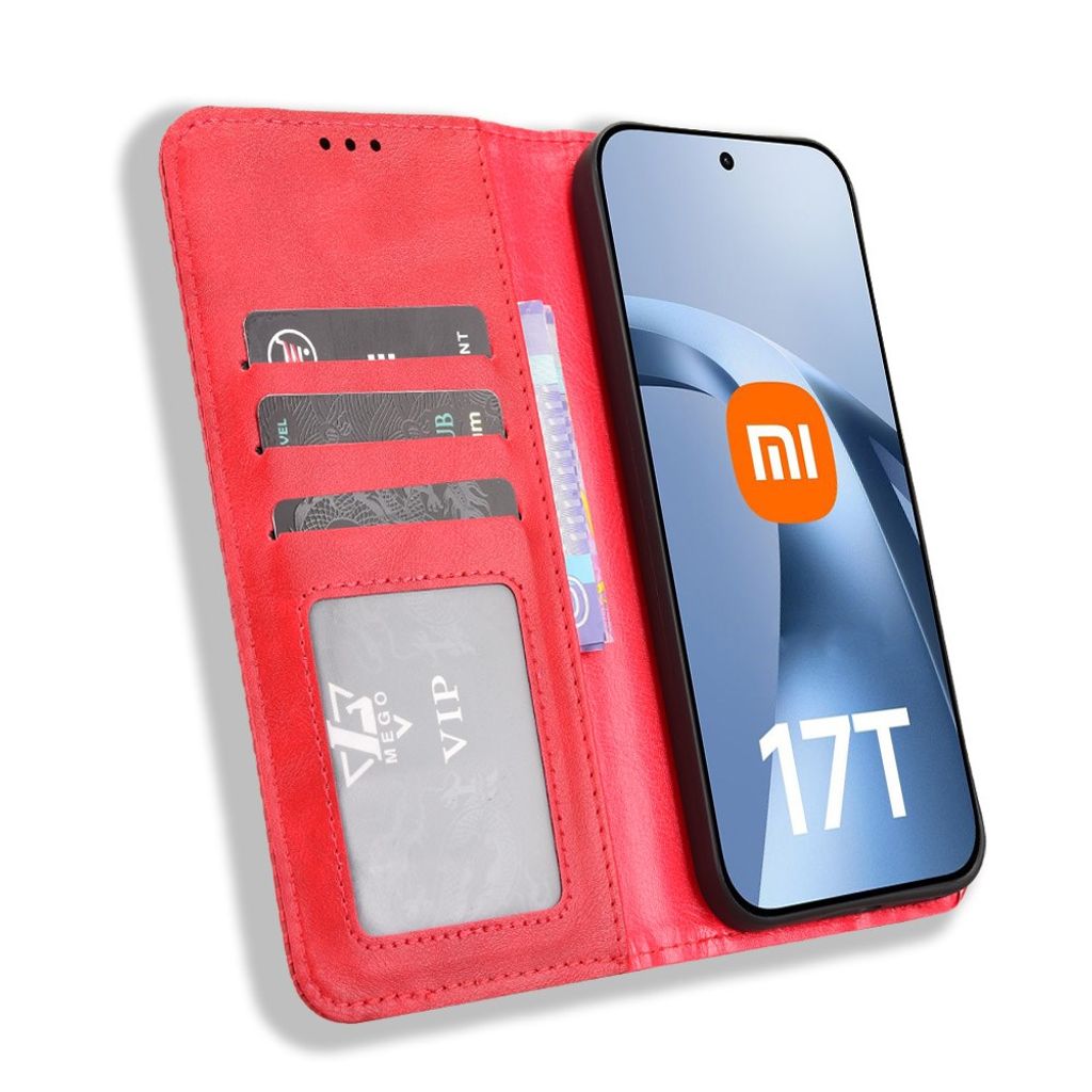 Xiaomi 17T Lompakkokotelo PU nahka - Punainen