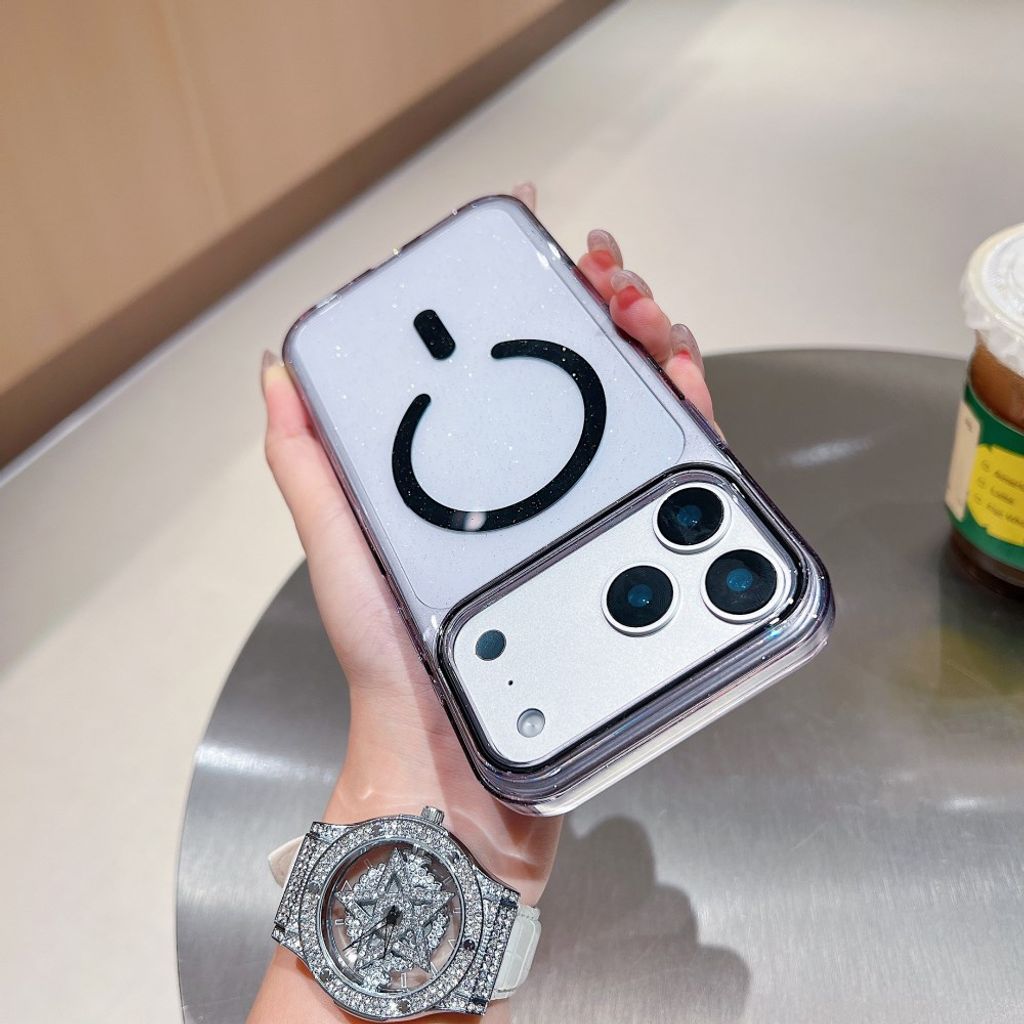 Glitter iPhone 18 Pro Max/17 Pro Max MagSafe-deksel – Gjennomsiktig svart