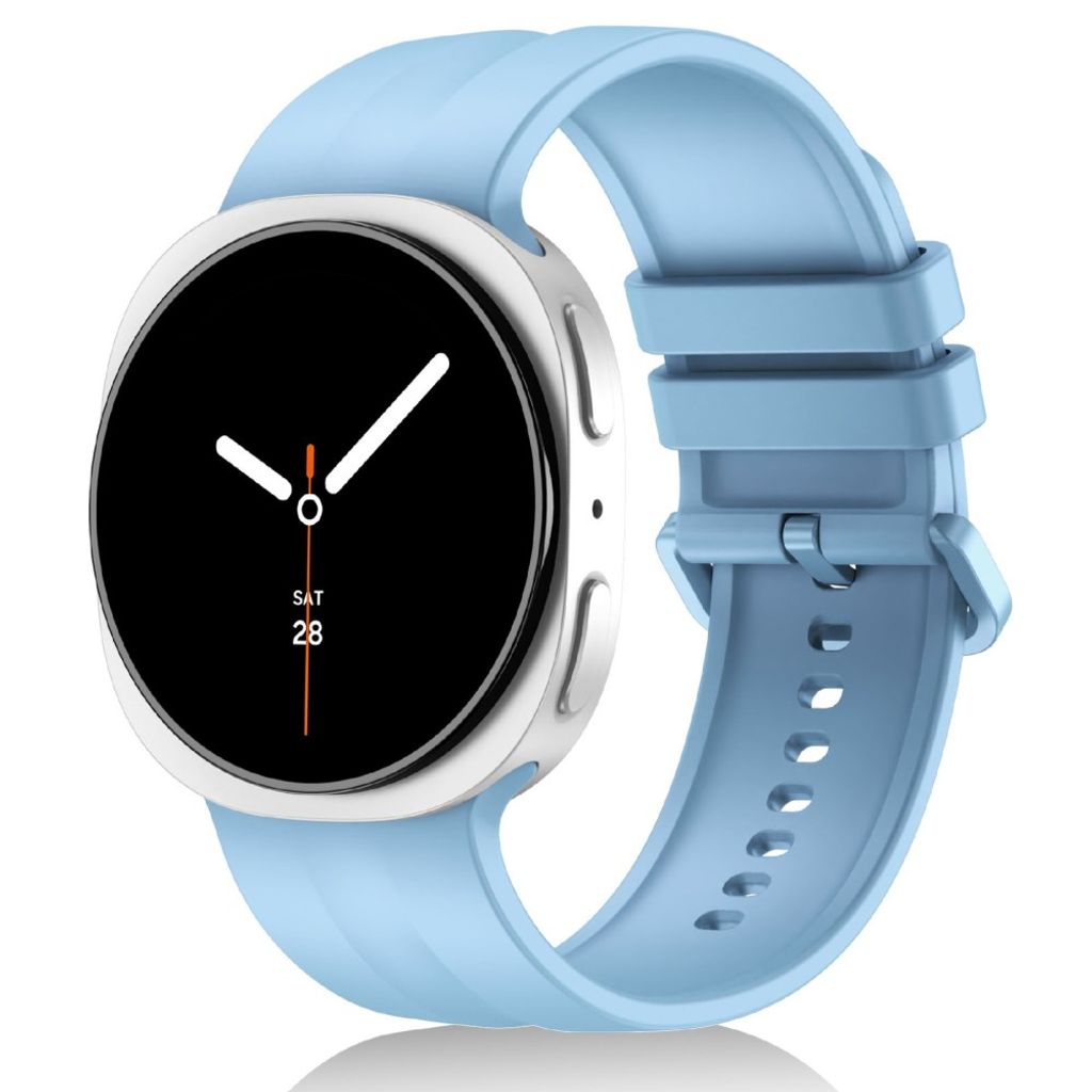 Samsung Galaxy Watch9/8/8 Classic Ensfarget silikon klokkerem L - Lysblå