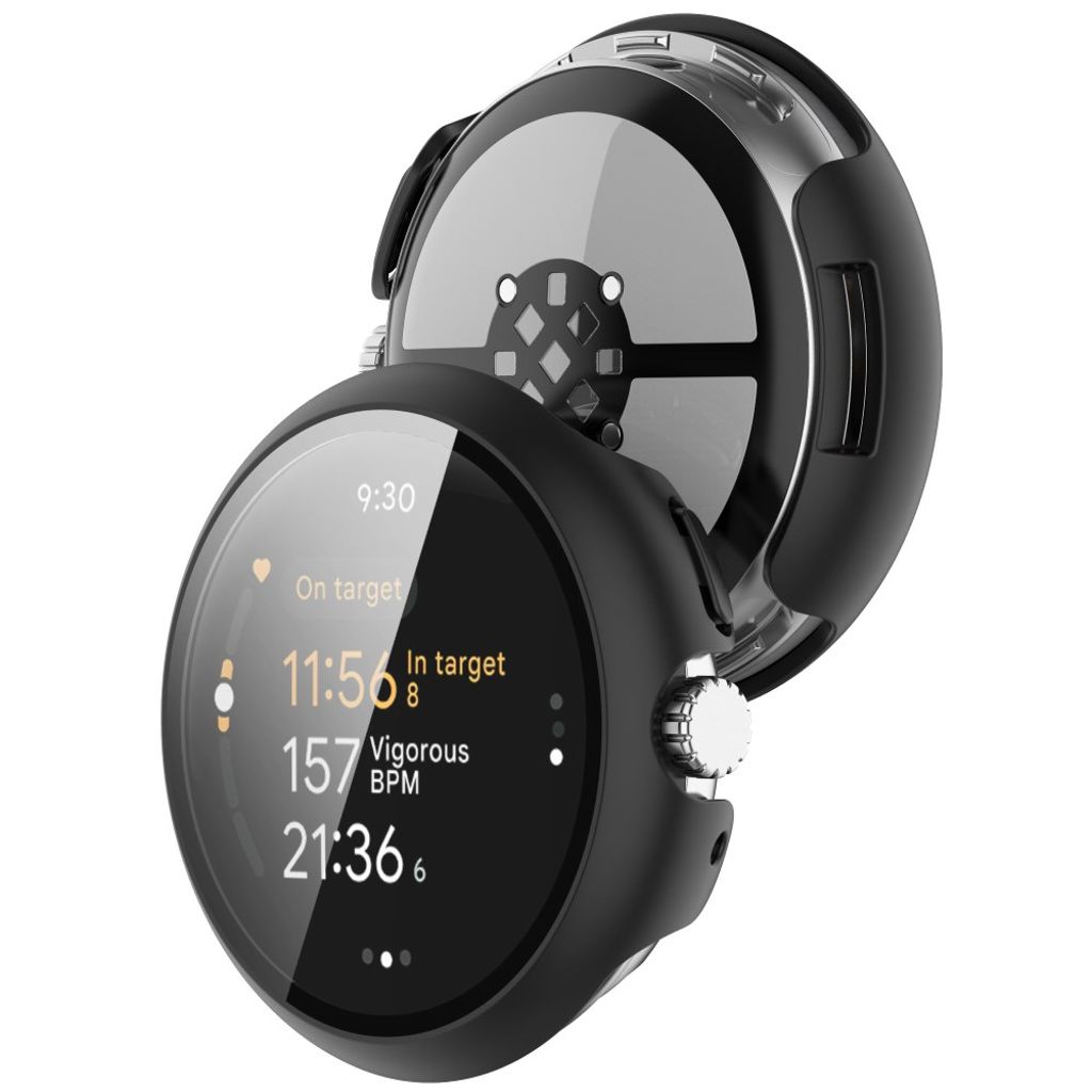 Google Pixel Watch 3 45 mmKuori, Näytönsuoja - musta