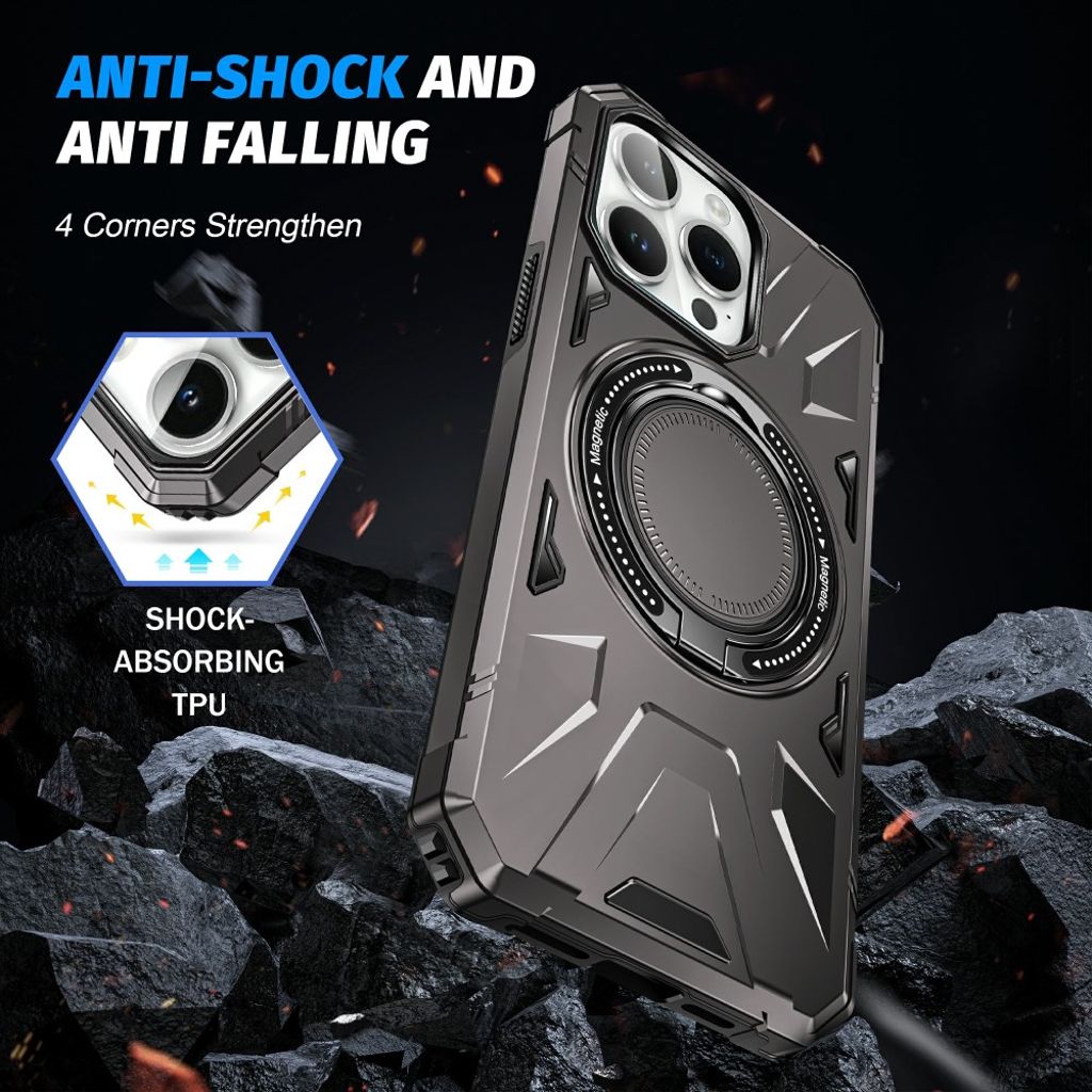 iPhone 12 Pro Max Cover med Ringholder - Mørkegrå