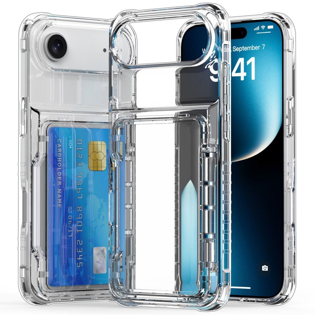 iPhone 17 Air Skal med Stativ och Kortfack - Transparent
