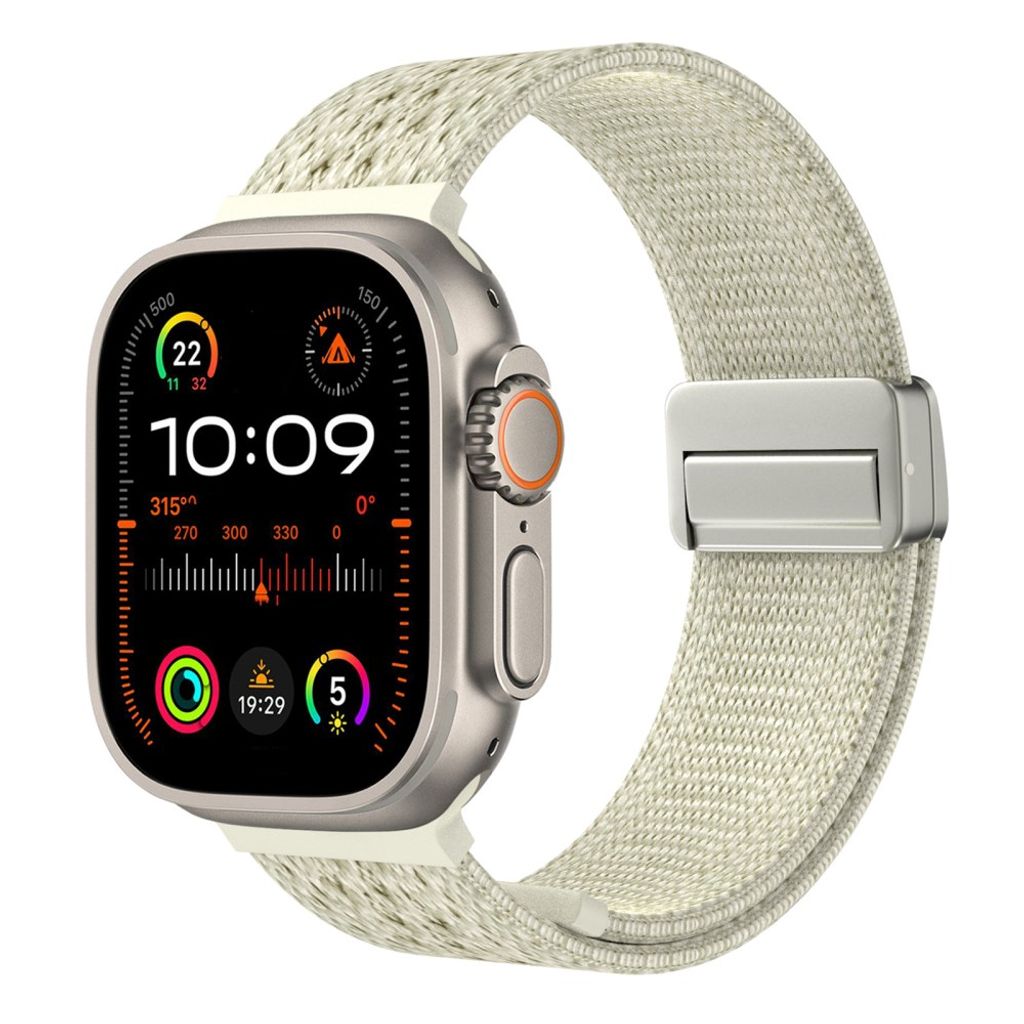 Apple Watch 49/46/44/42mm Klokkereim i nylonblonderdesign - Hvit