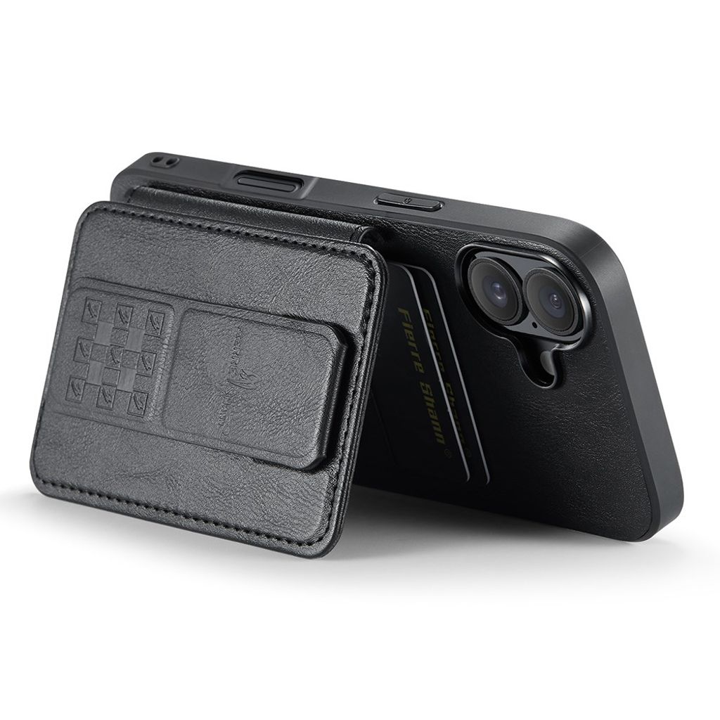 FIERRE SHANN iPhone 16 Case with Card slots - Black