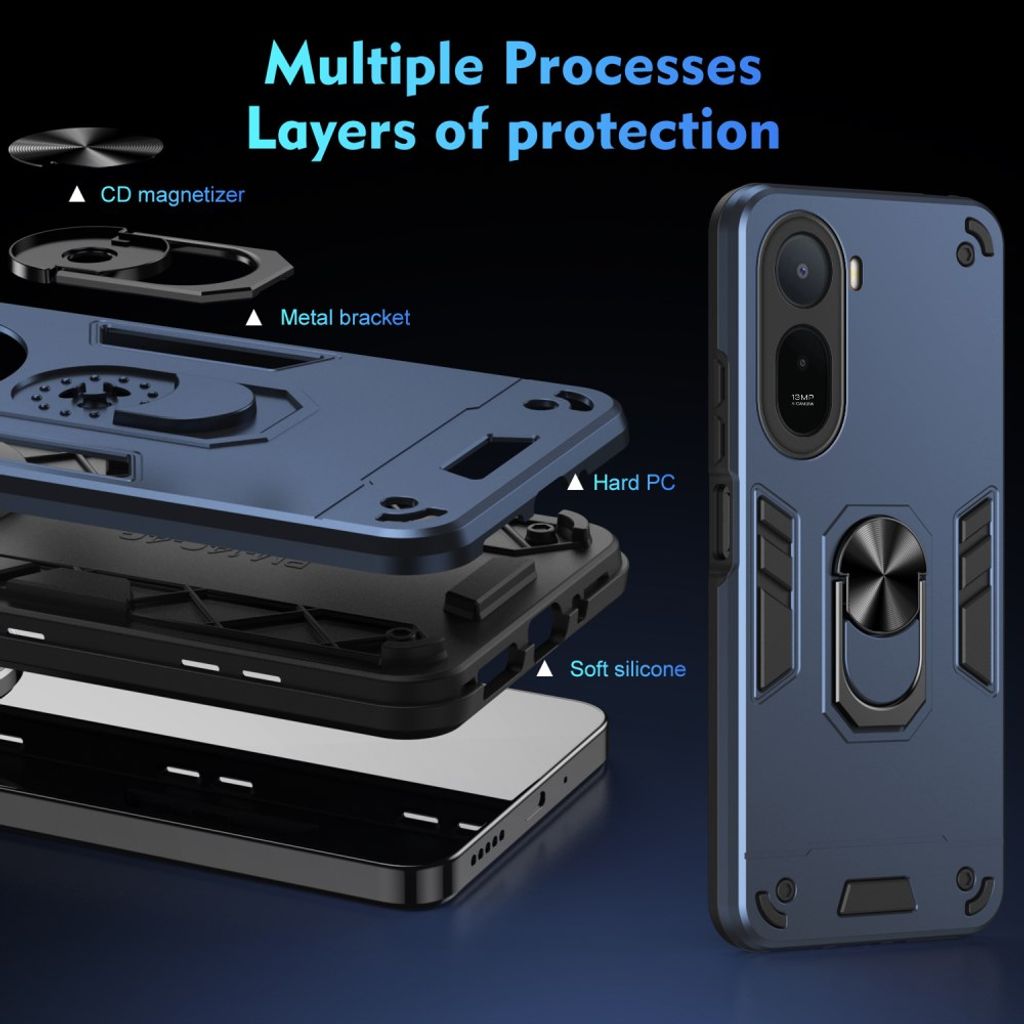 Xiaomi Poco C85x 5G/Redmi A7 Pro Skal med Ringhållare - Blå